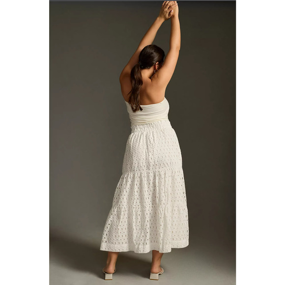 NWT Anthropologie Somerset White Maxi Skirt: Eyelet Edition - Large - Picture 5 of 6